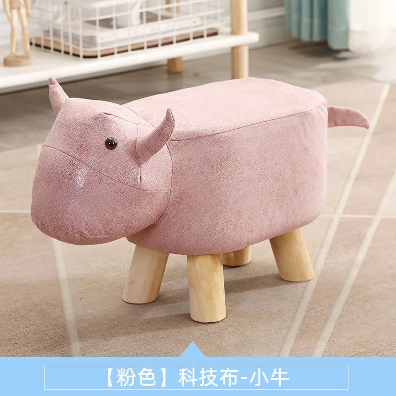 Real Wood Low Stools Creative Animal Elephant Cartoon Family Change Shoe taburete Small Stool ottomans Lovely pouf