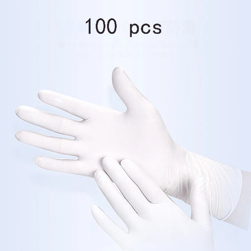 S/M/L/XL White Disposable Nitrile Gloves Latex Free Powder Free Waterproof Wear Resistant Gloves for  Dishwashing Gardeni