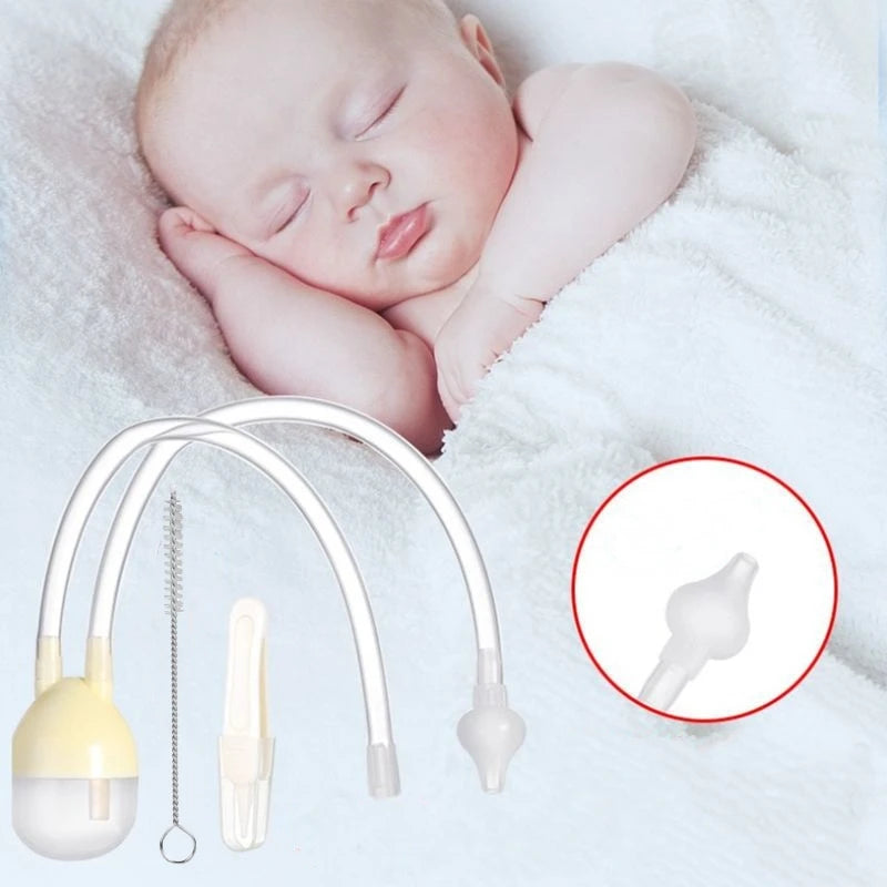 3Pcs Silicone Baby Nose Cleaner with Tweezer & Brush Set Anti-backwash Child Nasal Aspirator Ear Nose Clean
