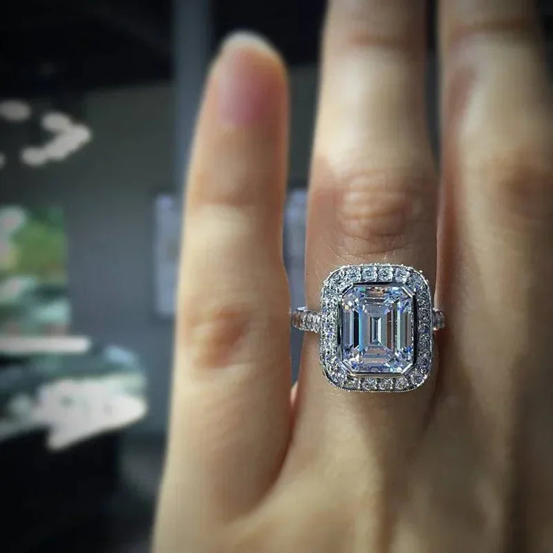 Women's Square Jewelry Ring Geometric Luxury Inlaid AAA Cubic Zirconia