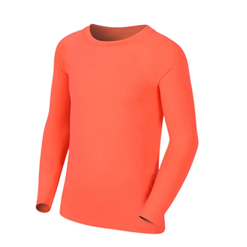 Kids Children Boy Girl Compression Running Long T Shirt Fitness Sport Basketball Football Gym Sportswear Soccer Clothes 25