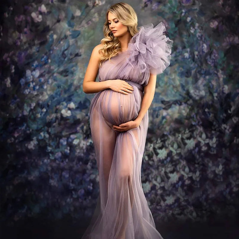 See Through Sexy Maternity Photoshoot Dresses One Shoulder Pregnant Women