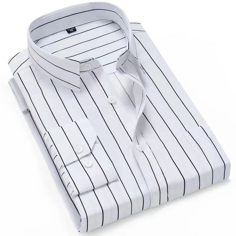 Men's Casual Shirt Long Sleeved Cotton Comfortable Breathable Plaid Striped