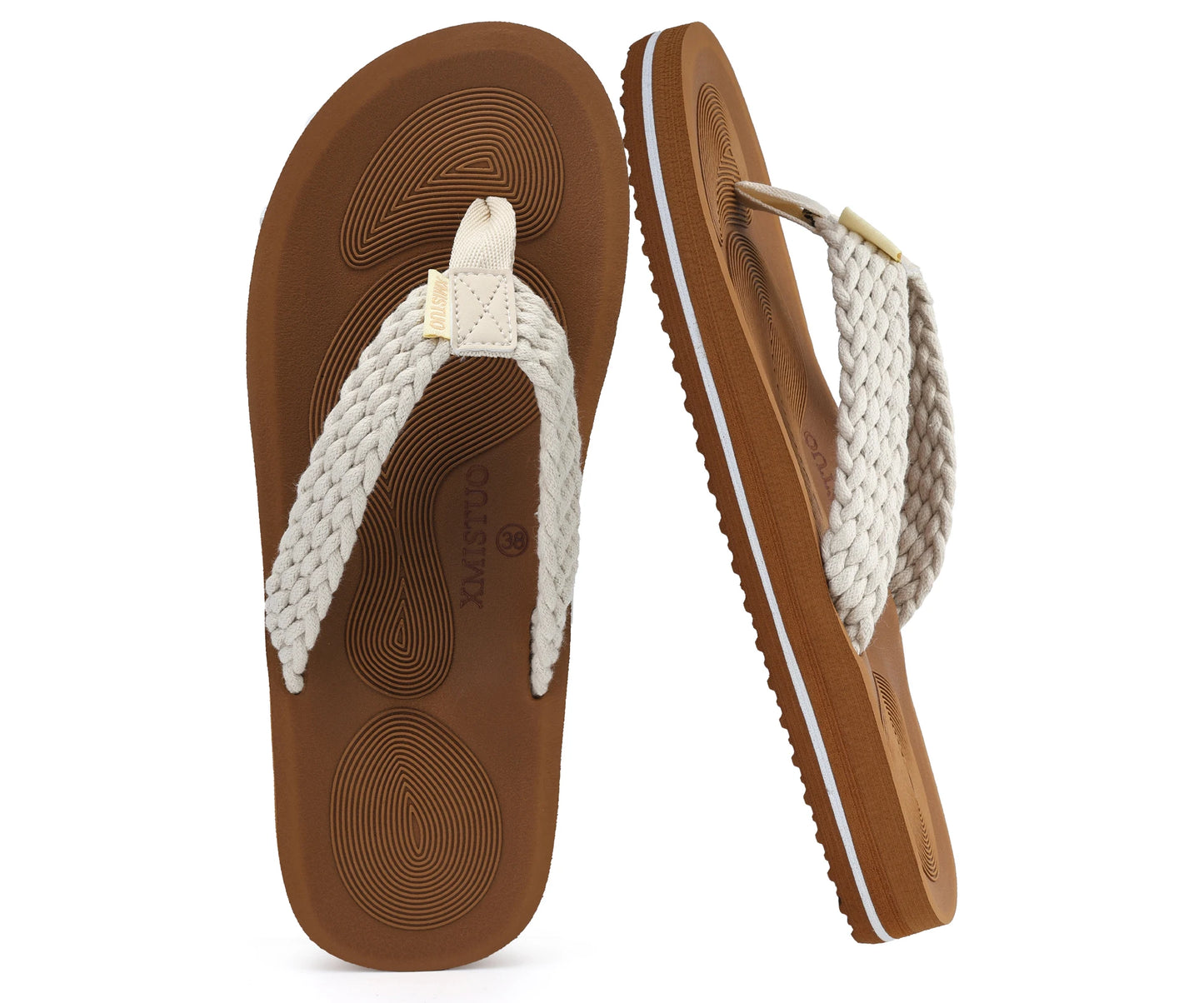 Women Thick Rubber Sole Non Slip EVA Midsole Open Toe Beach Flip Flops