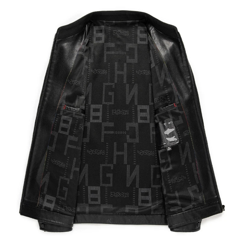 Men's Business Casual Natural Sheep Thin Leather Jacket