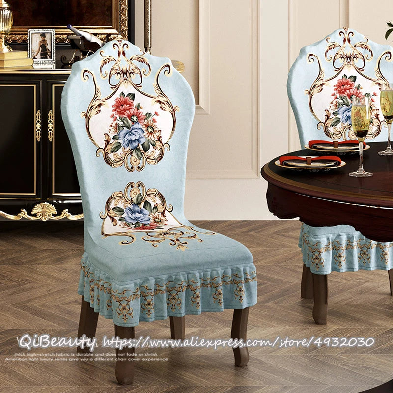Luxury high-quality European table chair cover Elastic seat cover Protective cover Full skirt stool cover Home decoration