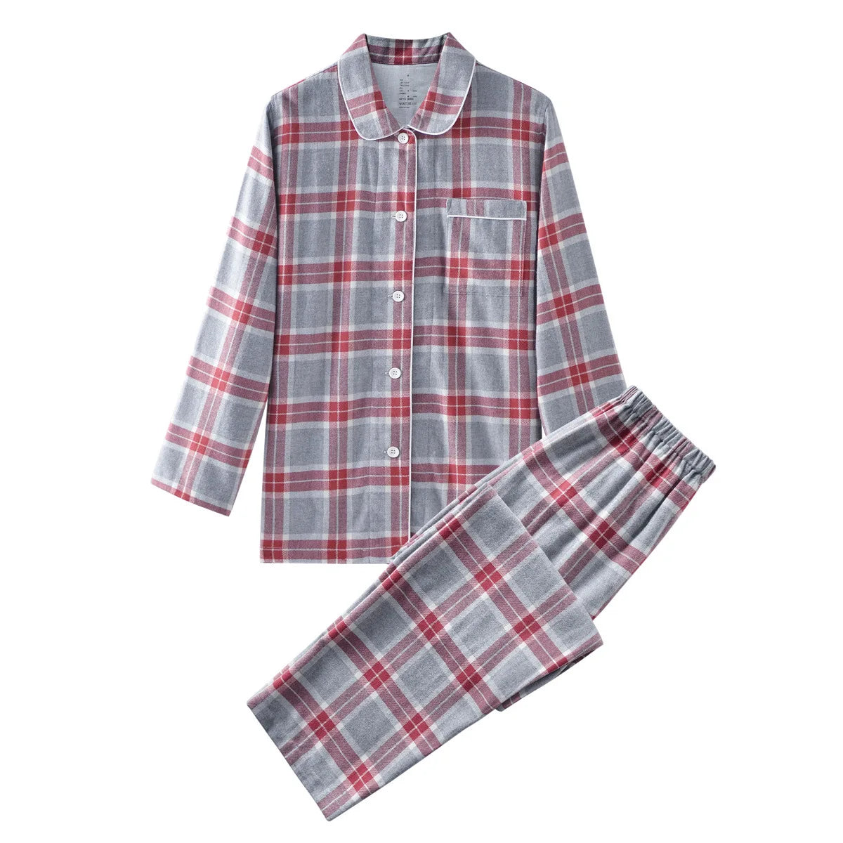 Cotton Flannel Plaid Men's & Women's High-quality Patterned Thick Pajamas for Autumn and Winter