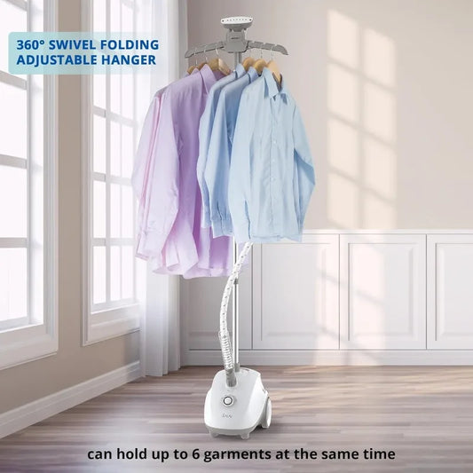 SALAV Standing Steamer for Clothes,1500W Garment Steamer with Roll Wheels,4 Steam Settings,w/ Limescale Remover Descaler Packets