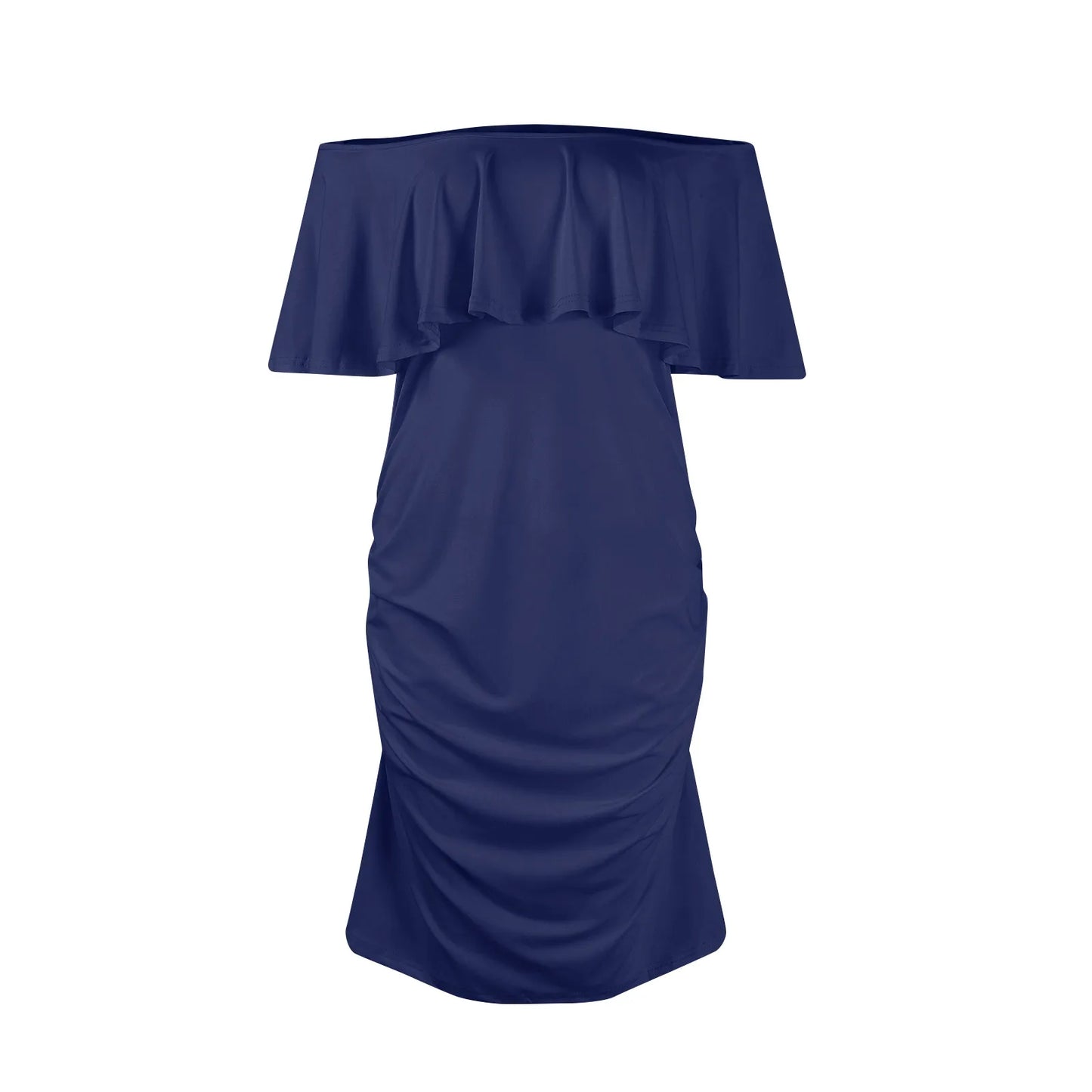 Maternity Dress Short Sleeve Slash Ruffles
