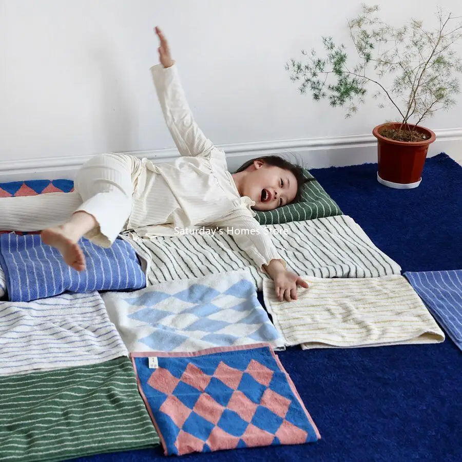 Striped Geometric Rhombuses Cotton Soft Towels