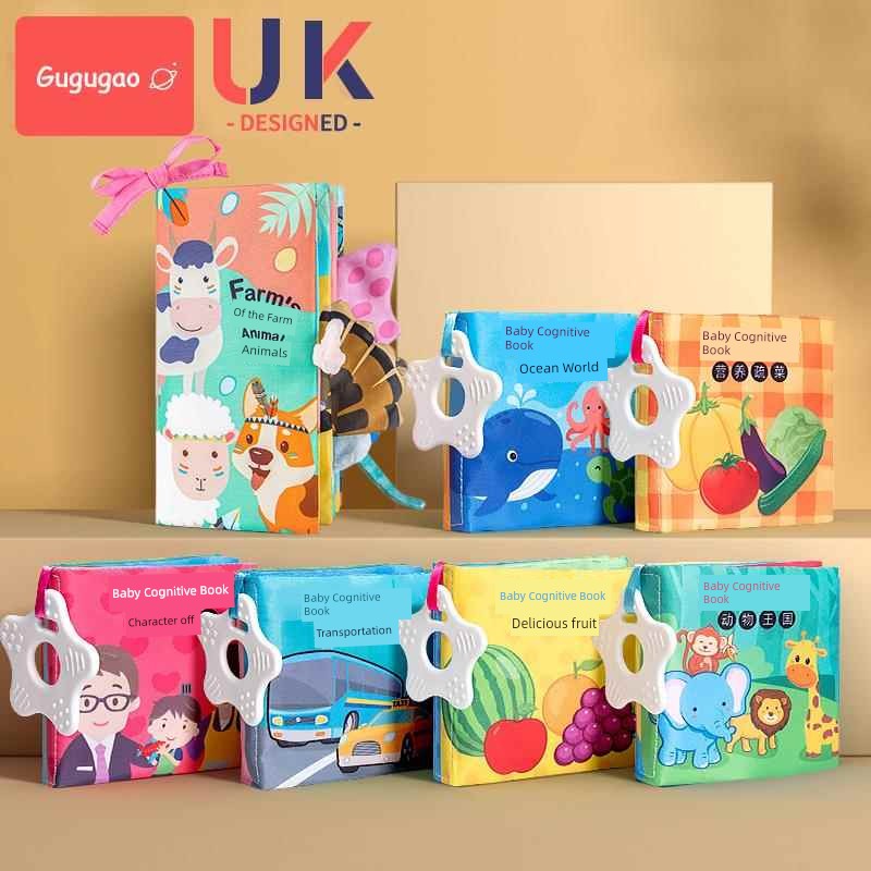 Baby Cloth Book Early Education Baby Tear-Proof Biteable Three-Dimensional Shredded Book 6 Months Cognitive Puzzle Sound Toy