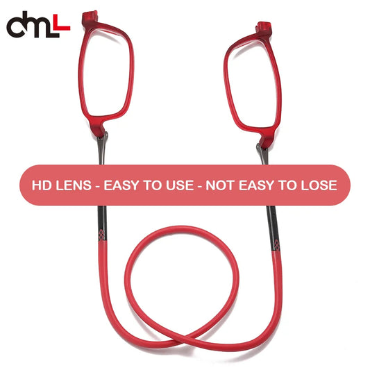 DML Ultralight Reading Men Women Glasses Hanging Stretch Anti-fatigue Presbyopia Unisex Glasses Diopter +1.5+3.5
