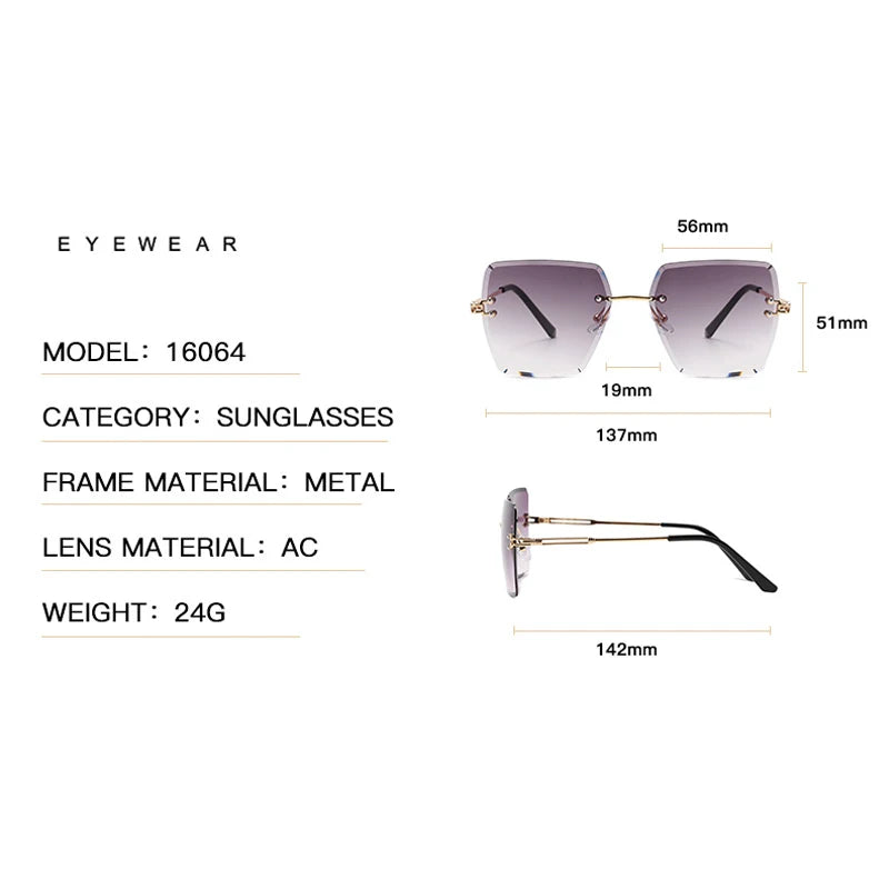 Trendy Polygonal Gradient Women Frameless Sunglasses