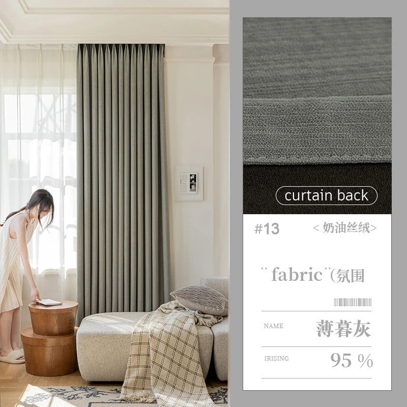Super Soft Chenille High Blackout Curtains for Bedroom Living Room Romantic Colors Three-dimensional Texture Customize Size