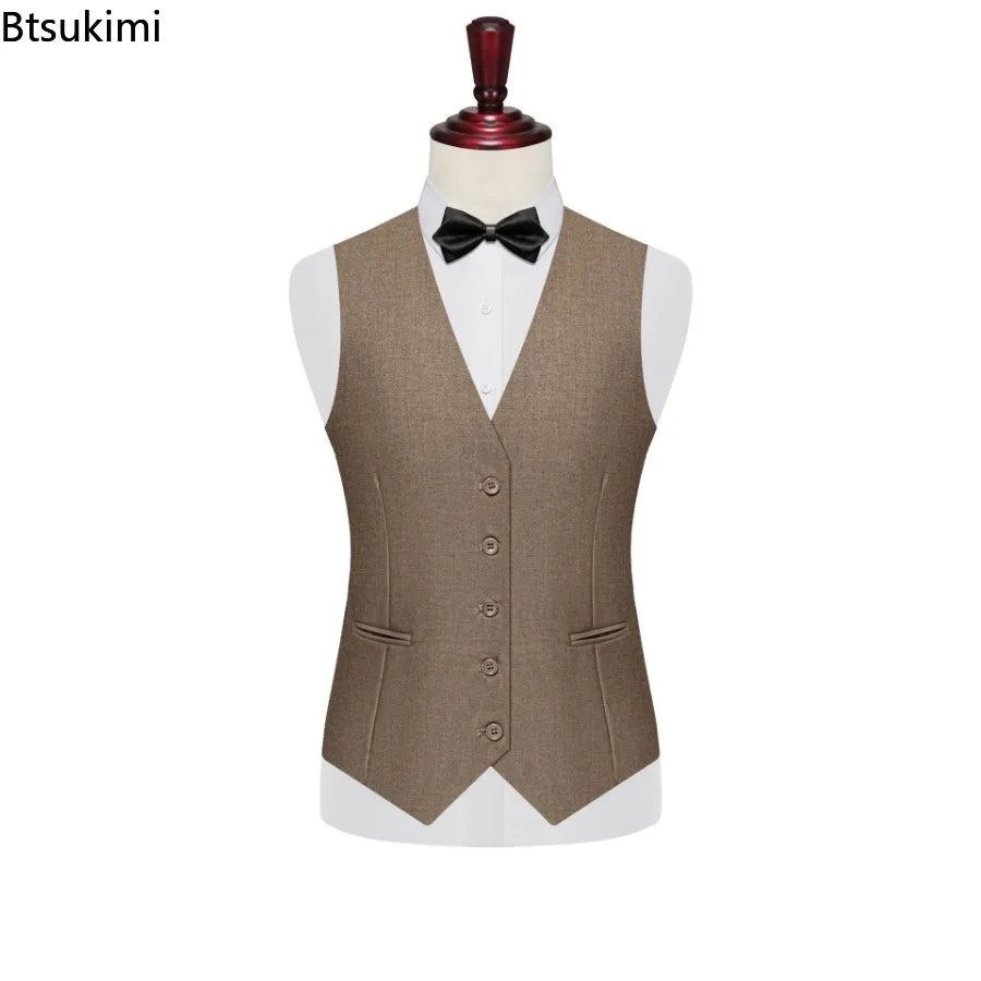7XL 8XL Plus Size Slim Suit Vest Business Men's Dress Vest Fashion Solid Single Breasted V-neck Formal Waistcoats