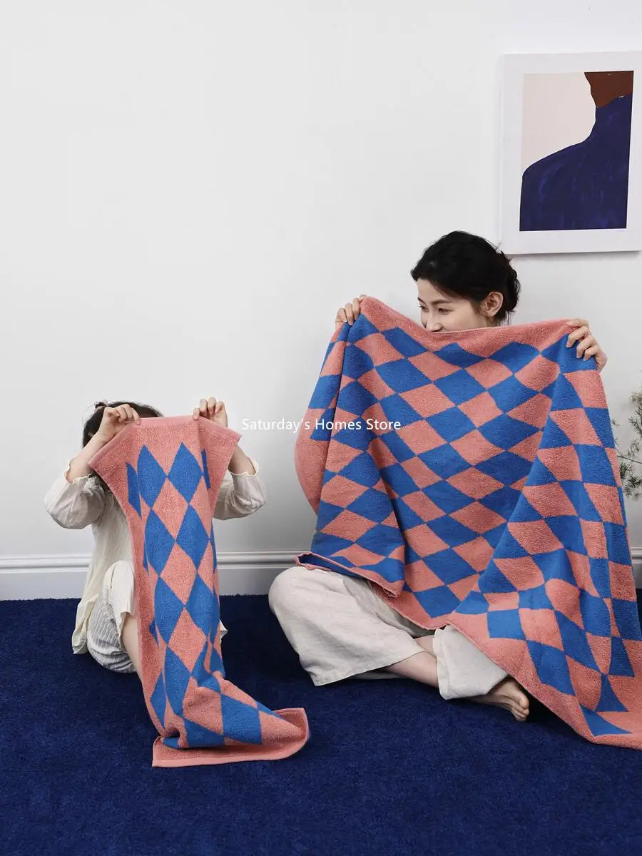 Striped Geometric Rhombuses Cotton Soft Towels