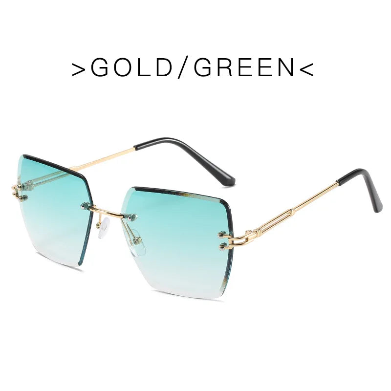 Trendy Polygonal Gradient Women Frameless Sunglasses