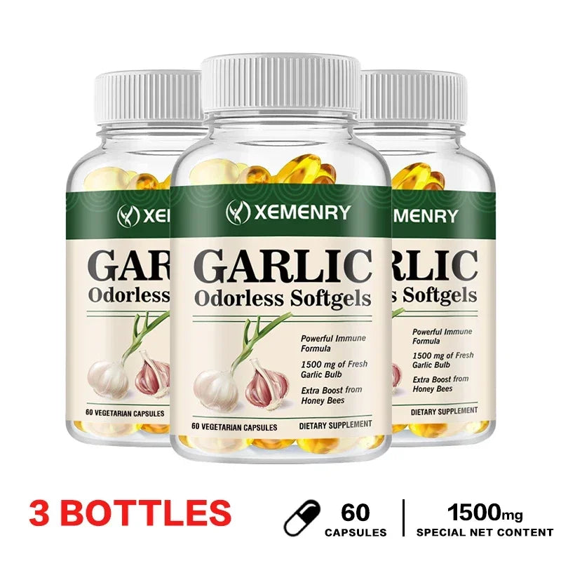 Odorless Garlic Capsules - Balance Cholesterol Levels, Support Heart and Cardiovascular Health