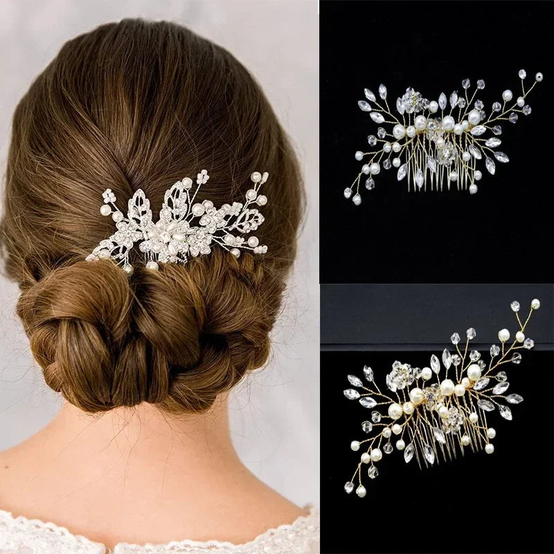 20pcs Elegant Pearl Crystal Hairpin Wedding Bridal U-shaped Metal Hair Comb Forks for Women