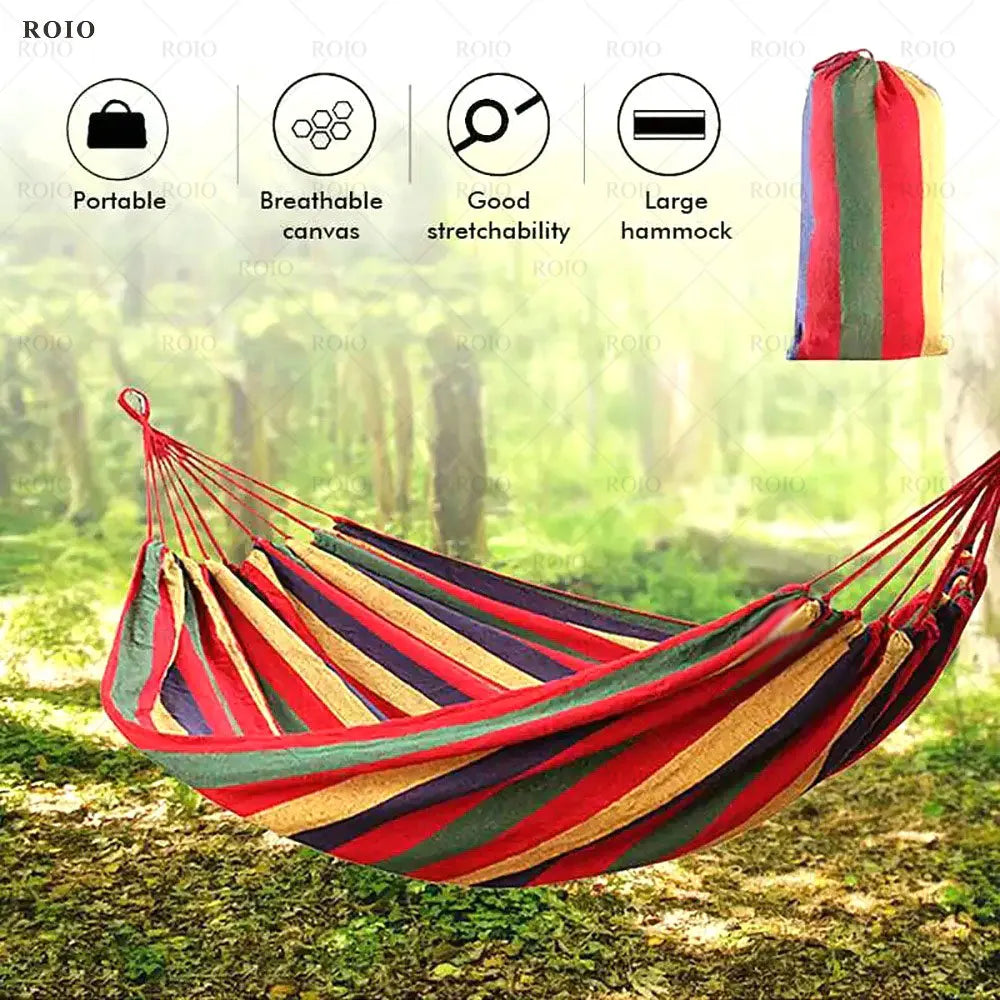 Outdoor Camping Hammock Thickened Durable Fabric Canvas with Bag