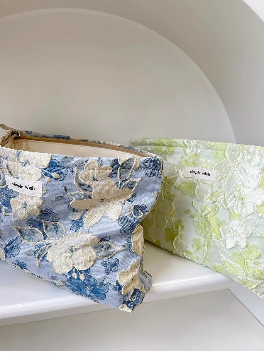 Fashion Floral Print Zipper Cosmetic Bag Travel Essentials Organizer Makeup Toiletry Pouch Portable Women's Makeup Bag