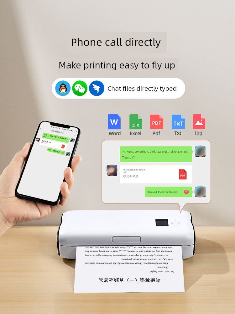 Compact Portable Miniature Printer for Homework Wireless Ideal for Student Dormitory