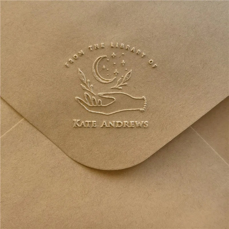 Custom Initials Embosser stamp,Book Embosser Personalized Wedding Embossing Stamp, Address Stamp, Form the Library Embosser