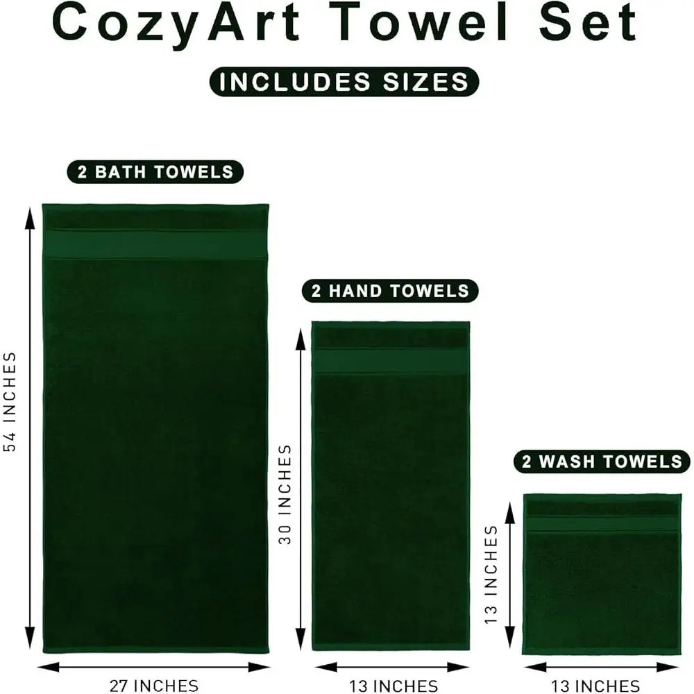Luxury 6 Piece Turkish Cotton Bath Towel Set Soft Absorbent Quick Dry