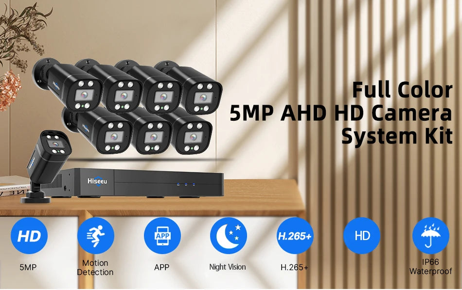 Hiseeu 4CH 8CH 5MP AHD CCTV Camera System Kit Home Waterproof Surveillance Bullet Analog Cameras for DVR Guard Live