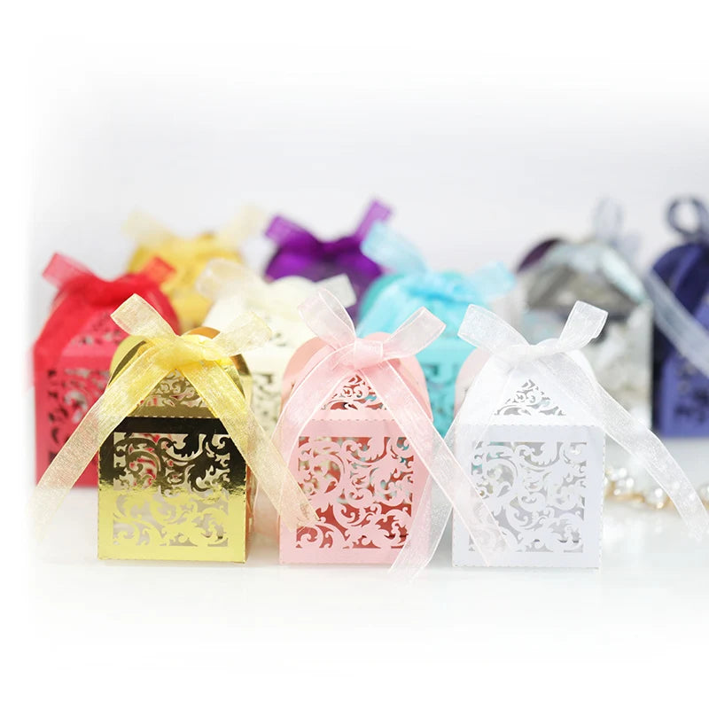 20/50Pcs Flower Vine Candy Boxes Wedding Favor Gift Packaging Box Sweet Bag With Ribbon Valentine's Day Birthday Party Supplies