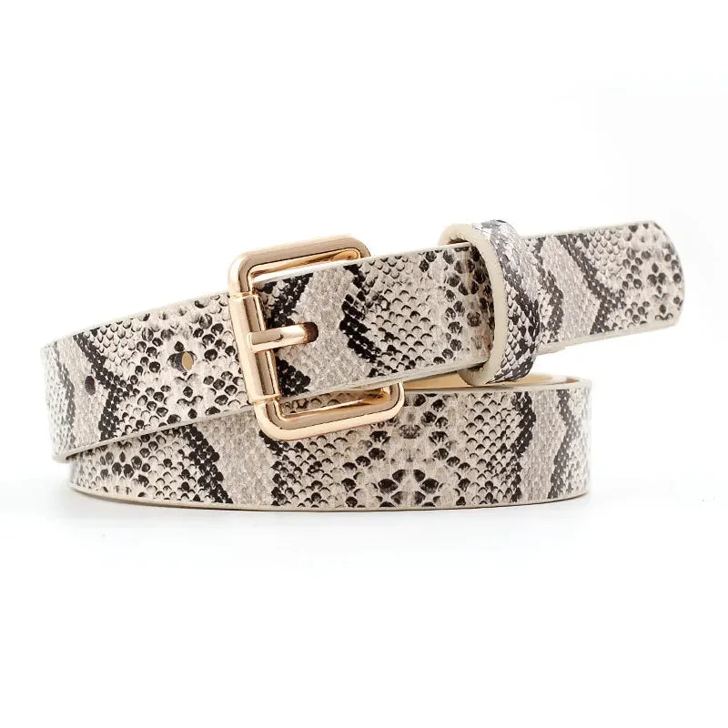 High Quality Women Retro Pu Leather Snake Skin texture Waist Belt