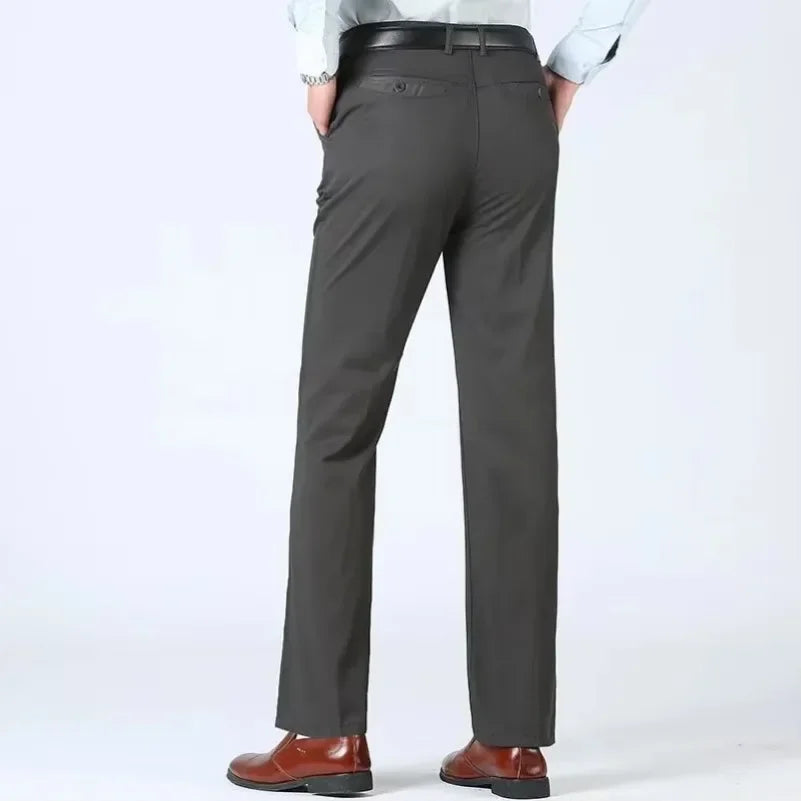 Summer Thin Cotton Men's Pants High Waist Straight Loose