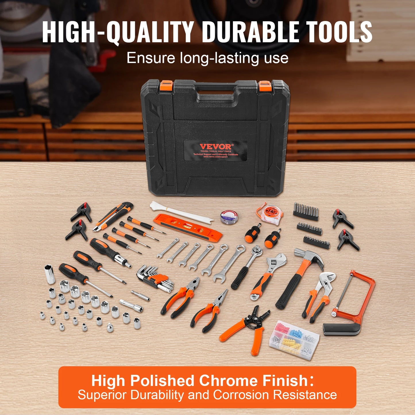 VEVOR Tool Kit Home Repairing with Portable Tool Storage Case for Home Maintenance DIY Projects and Automotive Repair