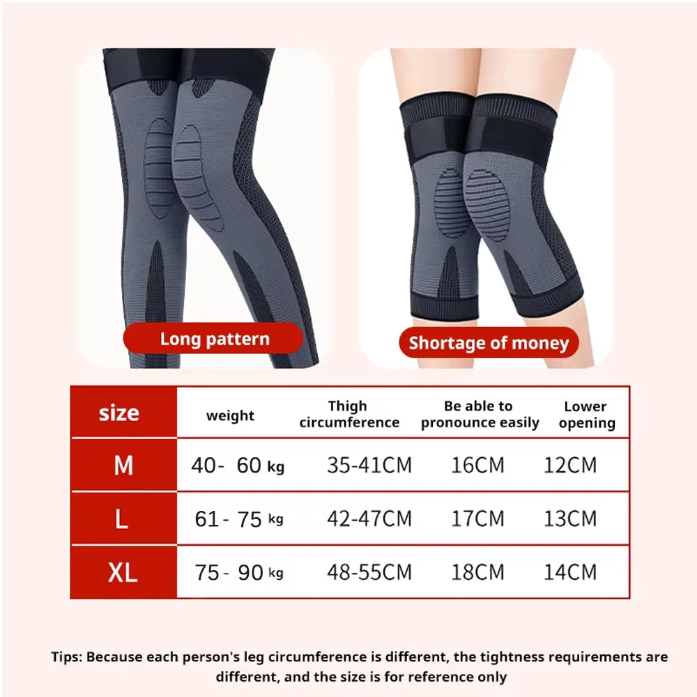 1 Pair Compression Knee Support Pads Self-Heating Four Sided Elasticity Keep Warm Old Cold Legs Fo Elderly Joint Protection Calf