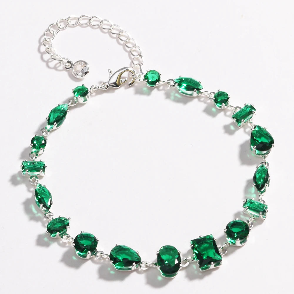Mix Style Green Micro-inlaid Zircon Tennis Bracelet for Women 2025 New Men Bracelet Homme Jewelry Accessories Wholesale