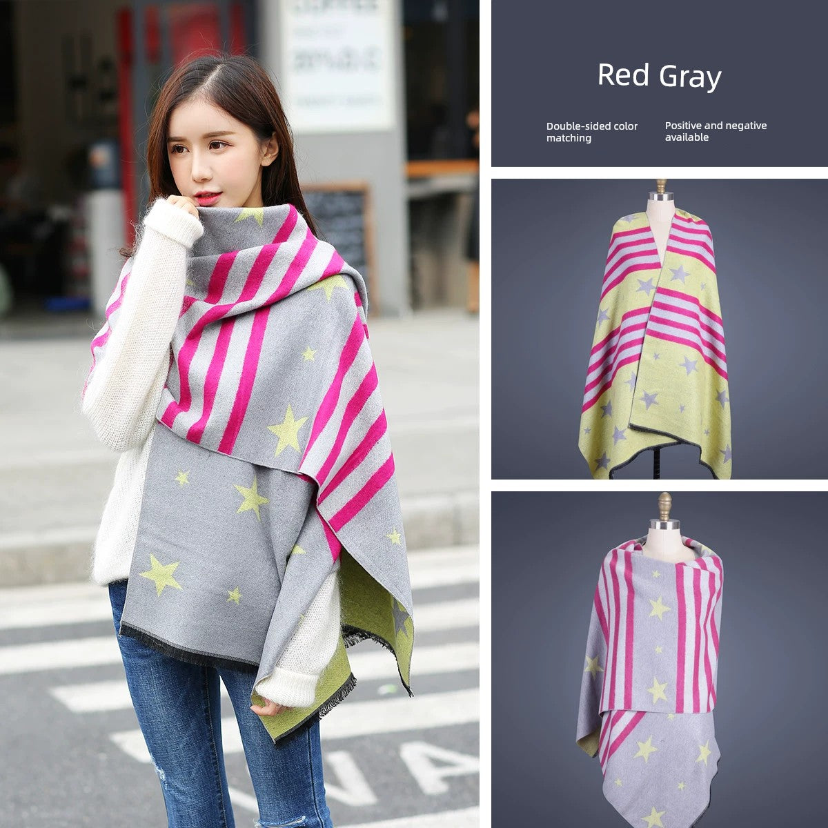 Women's Extra Large Scarf Long Double-Sided all season