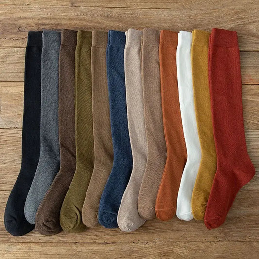Women Organic Cotton Solid Warm Socks Thigh High Knee