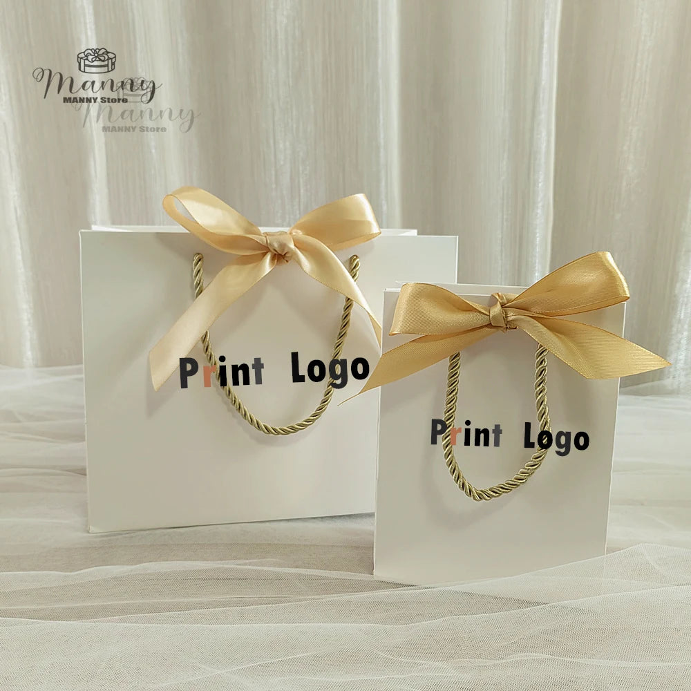 10 Pcs Custom Logo Gift Bag Packaging Box For Small Businesses Valentines Day Paper Bag Favors Boxes Wedding Birthday Flower