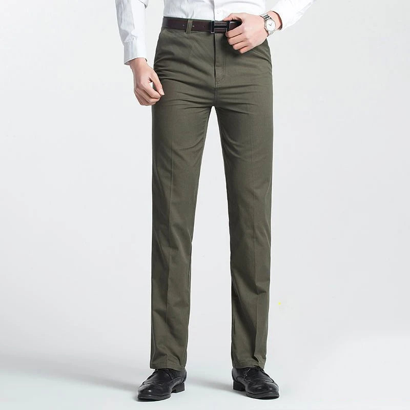 Summer Autumn Thick 100% Cotton Straight Leg Men's Pants