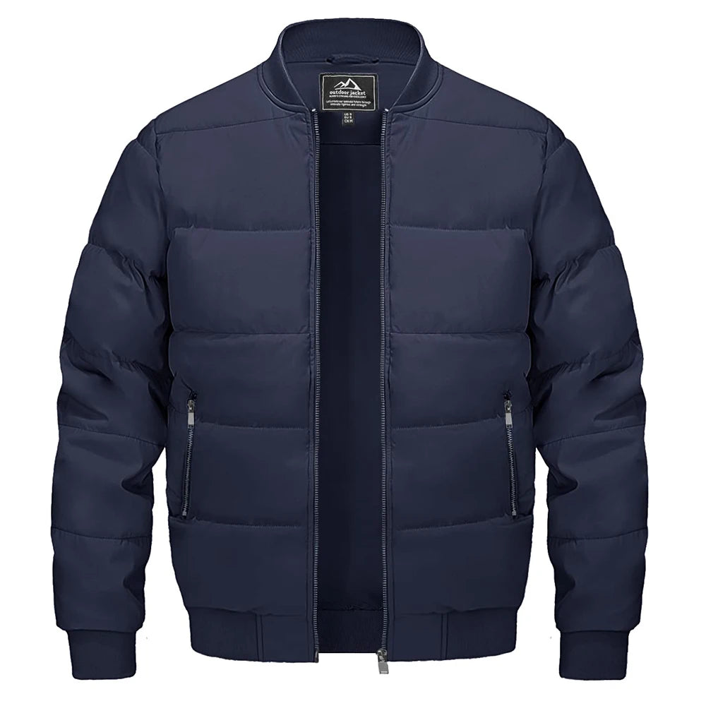 Men's Thermal Bomber Jackets Fall Winter Windproof Baseball Coat Full Zip