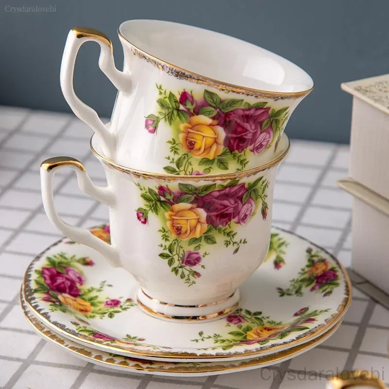 English Bone China Coffee cup Afternoon Tea cup Old Town Rose European Coffee Cup Plate Wedding Birthday Gift