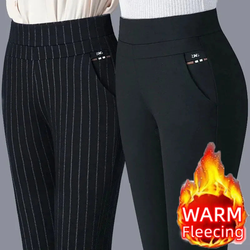 Thin & Thick Stretch Winter Pencil Pants Fleece Thermal Leggings
