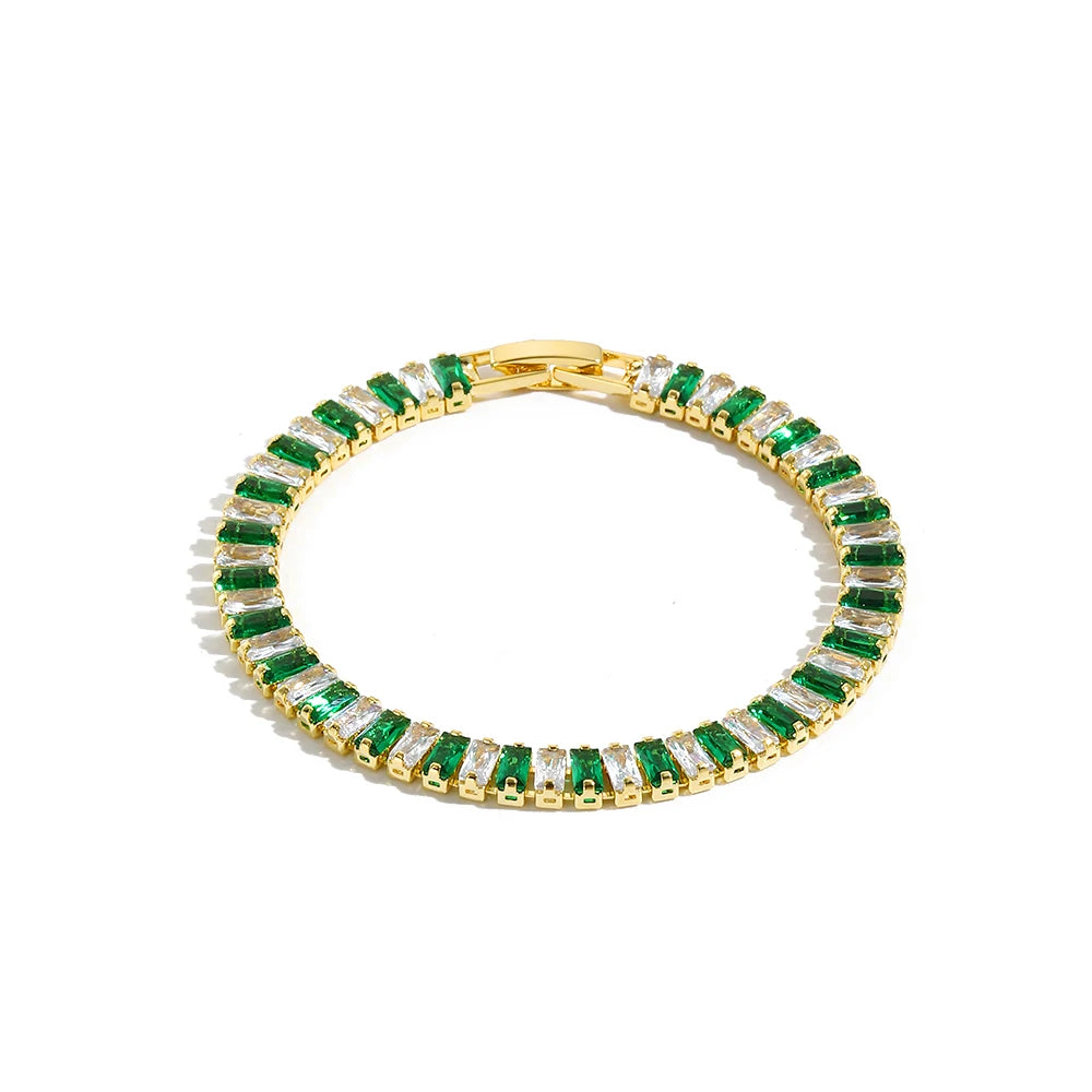 Mix Style Green Micro-inlaid Zircon Tennis Bracelet for Women 2025 New Men Bracelet Homme Jewelry Accessories Wholesale