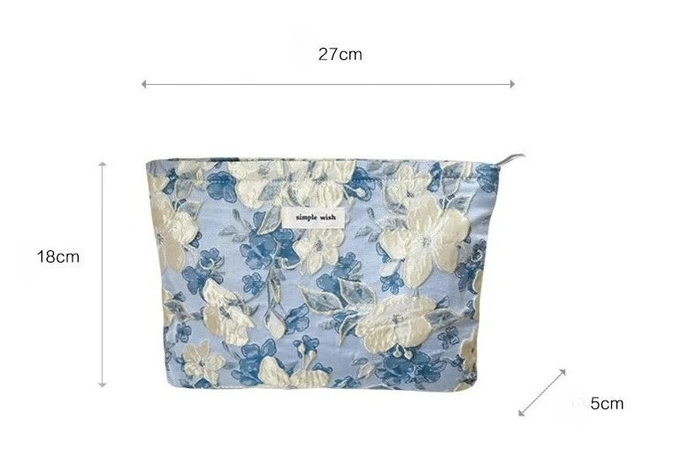 Fashion Floral Print Zipper Cosmetic Bag Travel Essentials Organizer Makeup Toiletry Pouch Portable Women's Makeup Bag