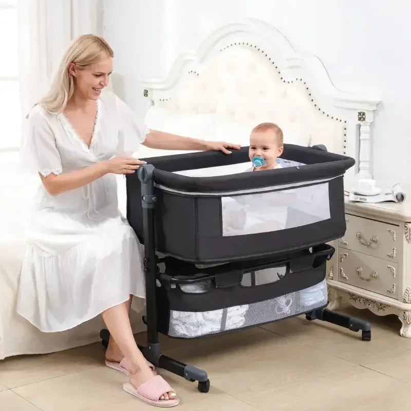 Portable Bedside Sleeping Equipment for Infants, Baby Crib with Covered Bed, Baby Cradle, Newborn Bed