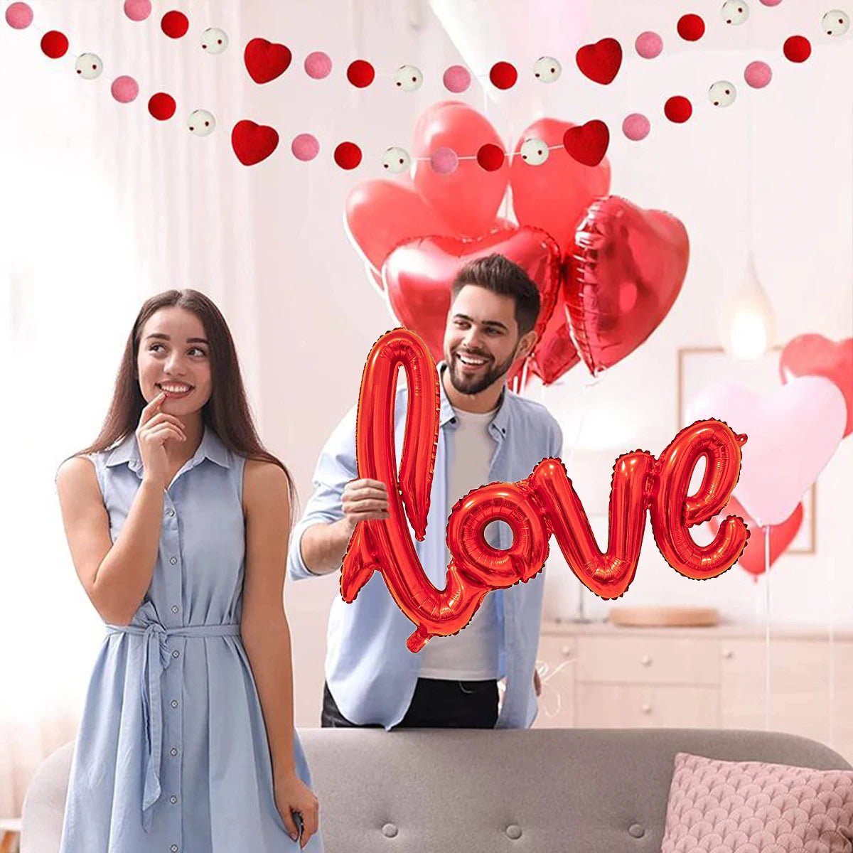 407pcs red "love" letter balloon set, 18-inch heart-shaped balloon rose petals