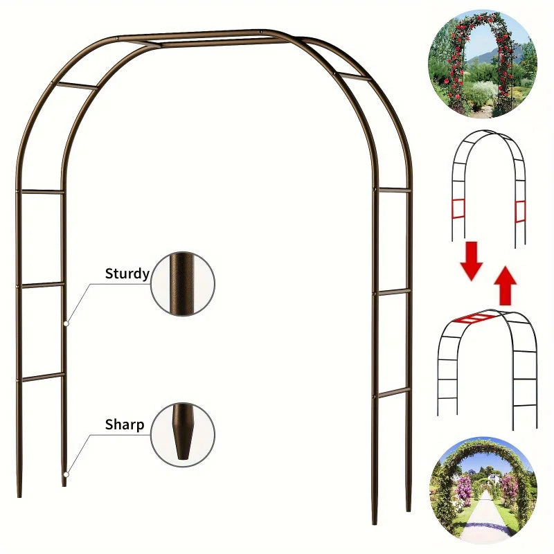 1pc Metal Garden Arch100Inch Large Heavy Duty Steel Frame Gothic Wedding Flower Stand Lawn Climbing Frame