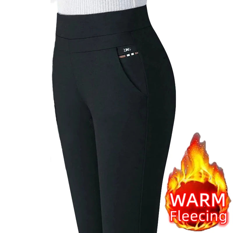 Thin & Thick Stretch Winter Pencil Pants Fleece Thermal Leggings