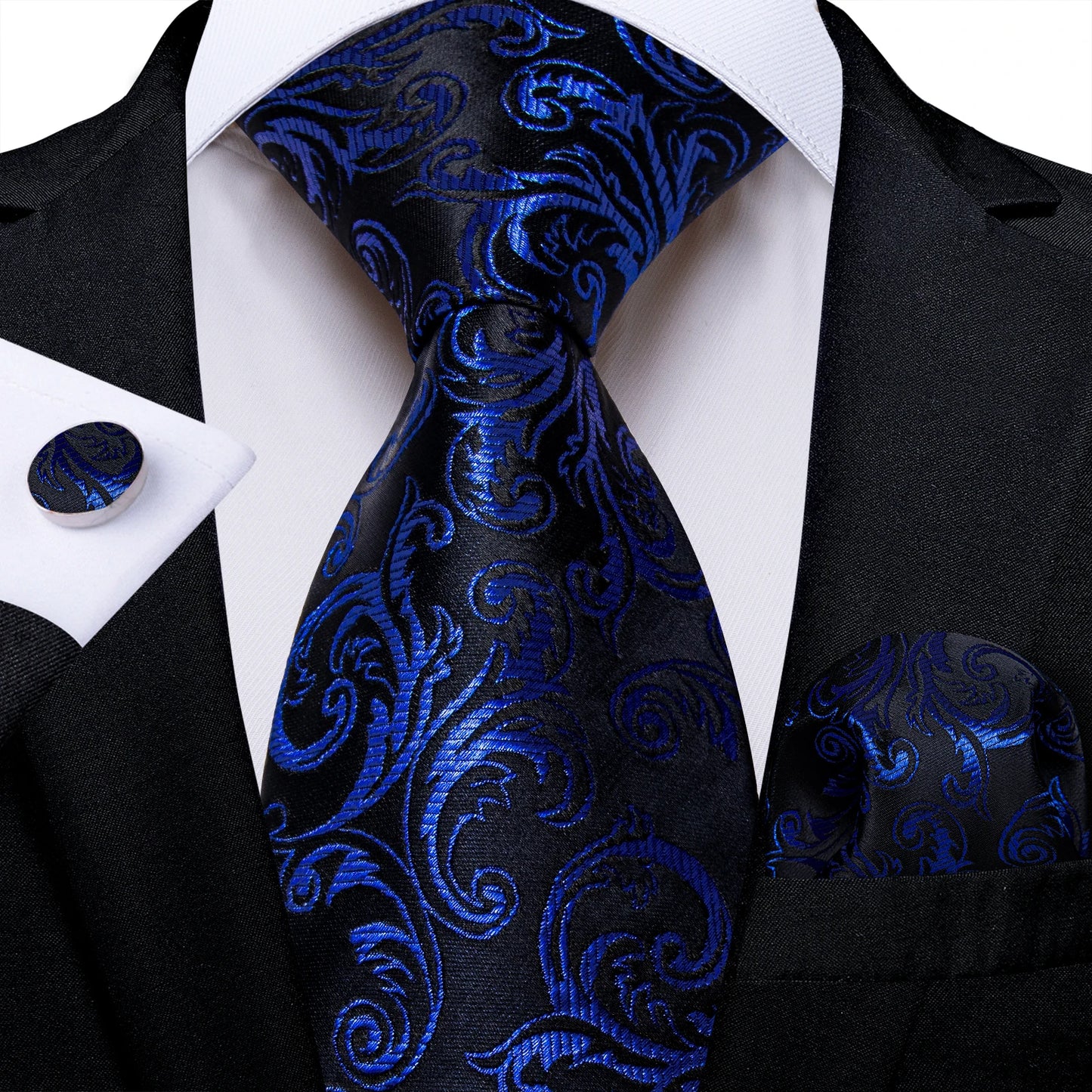 New Classic 100% Silk Men's Ties 8cm Blue Plaid Dot Striped Business Necktie Handkerchief Wedding Party Tie Set