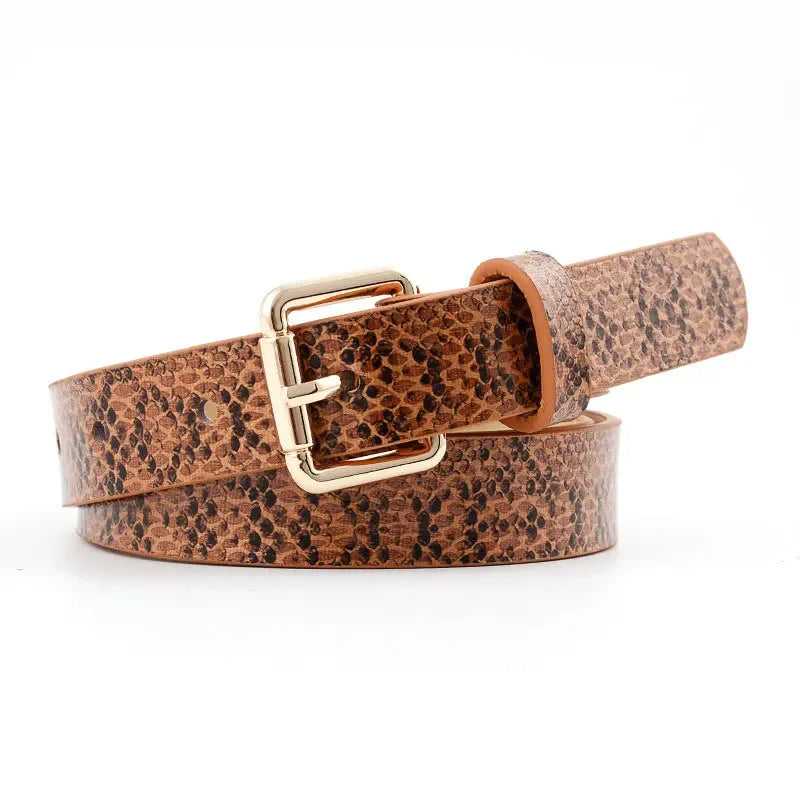 High Quality Women Retro Pu Leather Snake Skin texture Waist Belt